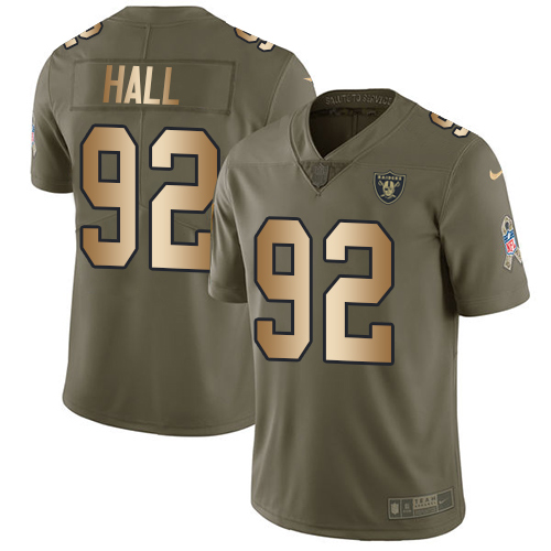 Nike Raiders #92 P.J. Hall Olive/Gold Men's Stitched NFL Limited Salute To Service Jersey - Click Image to Close